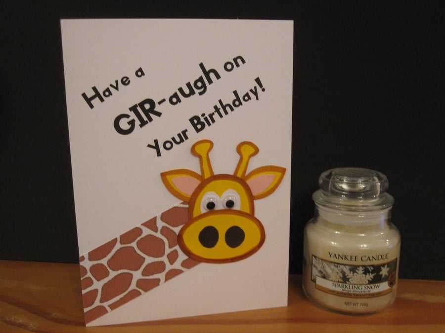 Gir-raugh Birthday Card - Quirky Handmade Fun Card