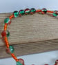 Green, Orange and Pink Crackle Glass Bead Single Strand Necklace - Image 7