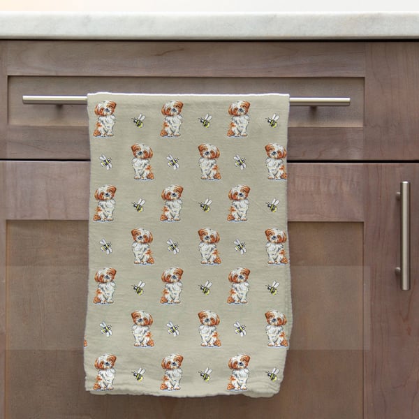 Shih Tzu & Bee Tea Towel