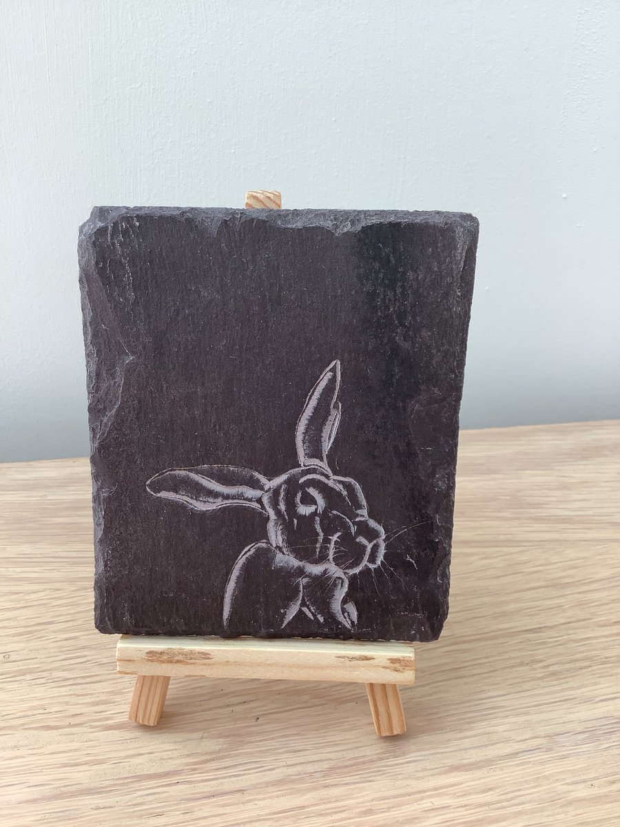Flopsy Eared Hare  - original art hand carved on slate