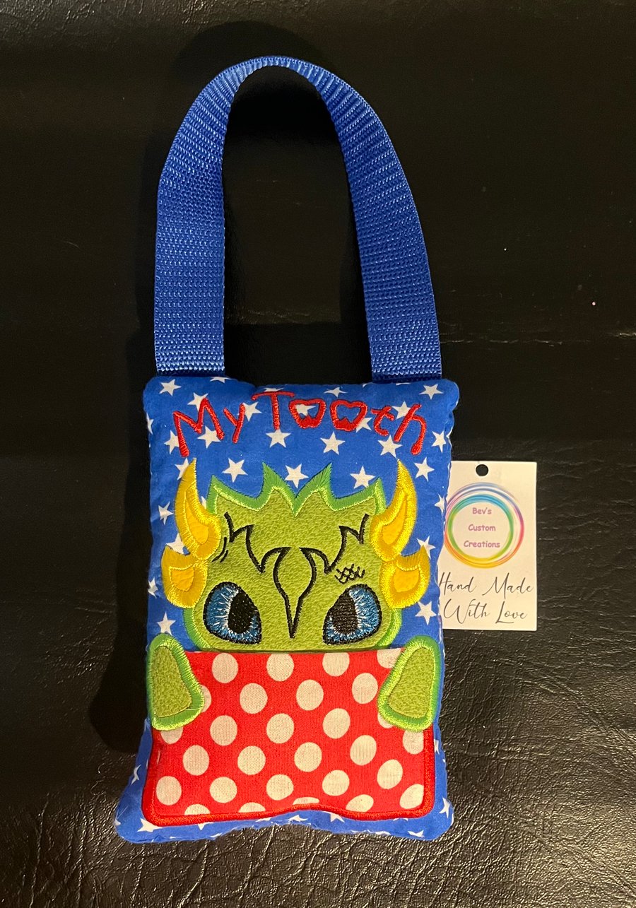 Embroidered Dragon Tooth fairy Pillow, 