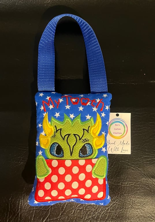 Embroidered Dragon Tooth fairy Pillow, 