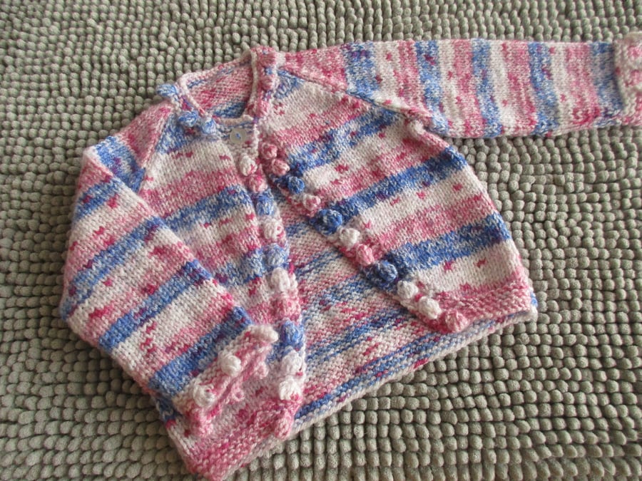 18" Baby Bobble Edged Cardigan Multi Coloured