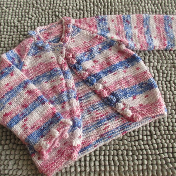 18" Baby Bobble Edged Cardigan Multi Coloured