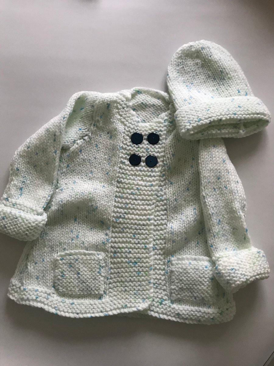 Hand knitted chunky child's jacket and hat