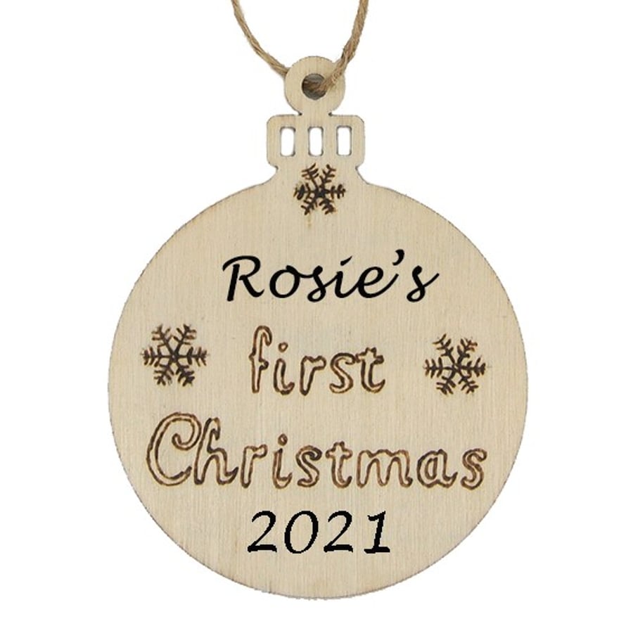 Baby's First Christmas Personalised Bauble, Free Personalisation, Free P&P