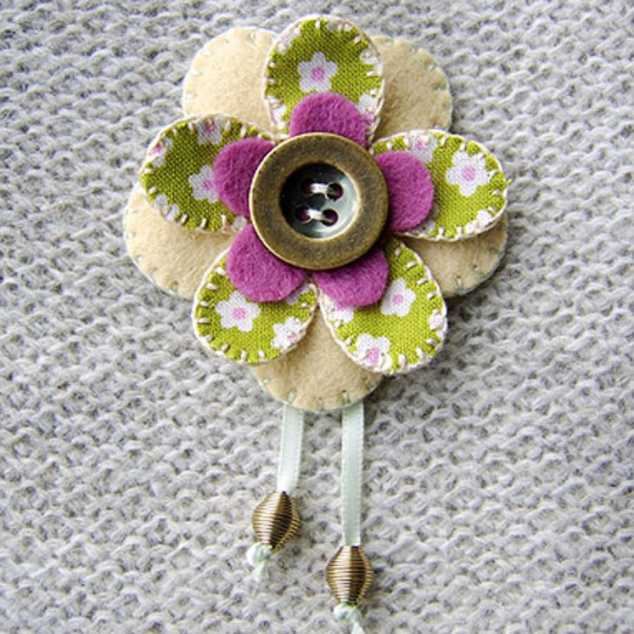 Fabric Flower Brooch