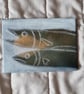 Twice Fish Original Oil Paint ACEO 2.5"x3.5" canvas panel by David Nicol Art - Image 1