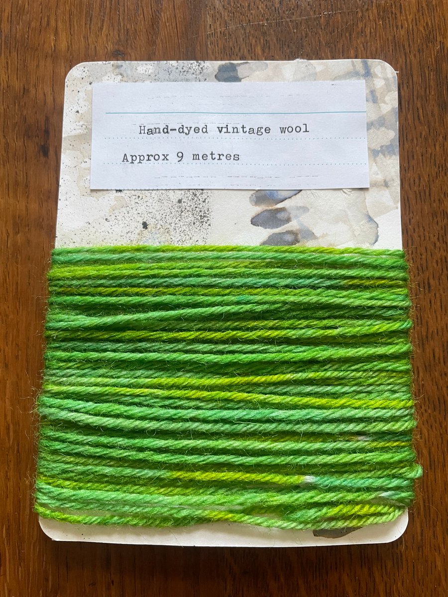 Upcycled 100% Wool Mending Thread. Green