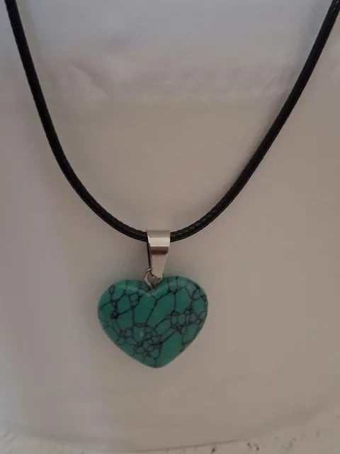 Blue Howlite Heart Necklace - Handmade Howlite Gemstone Pendant