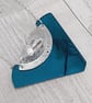 Recycled Aluminium Drink Can Base Metal, Teal Triangular Acrylic Shape Necklace - Image 2