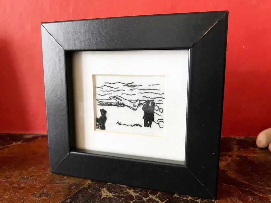 Movie Moments - Casablanca Silhouette Framed Miniature Hand Embroidery 