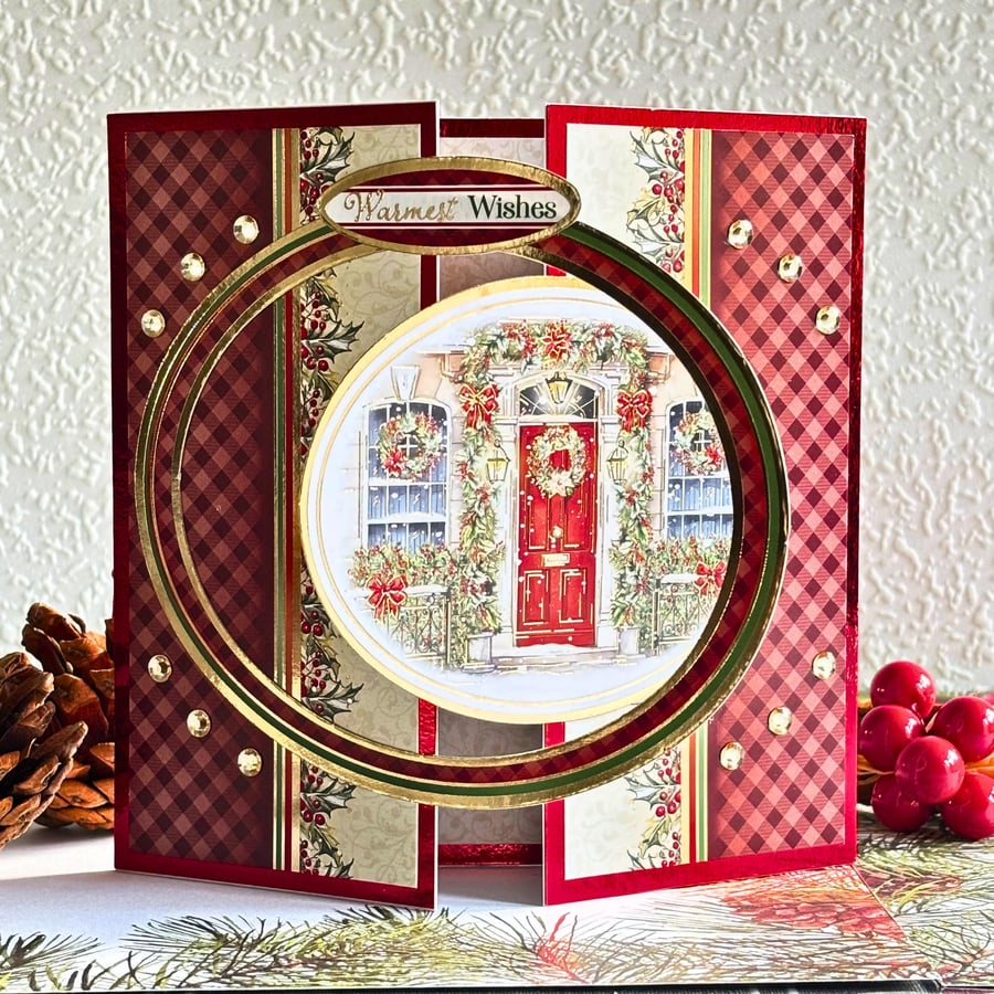 Handmade Christmas Card - "From Our Home To Yours" Gatefold Unique Card