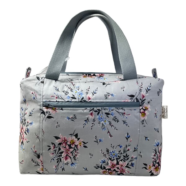 Large wash bag in Liberty cotton, floral toiletries bag with handles and pocket.