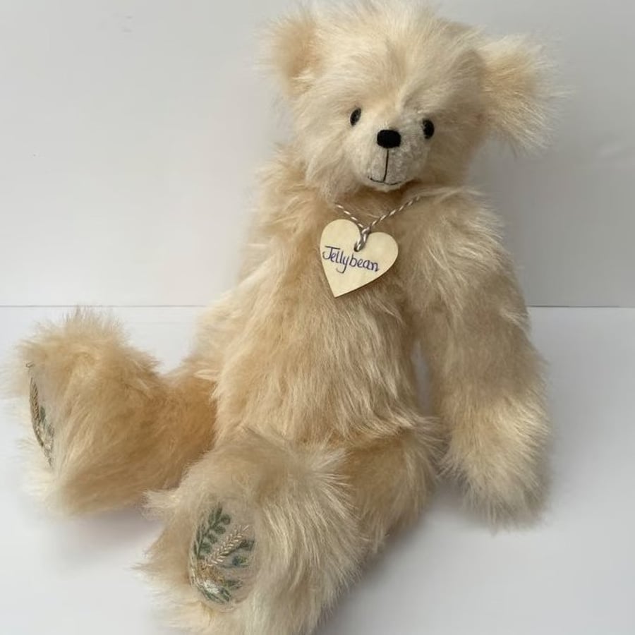Characterful artist bear, Long pile collectable teddy bear, heirloom gift
