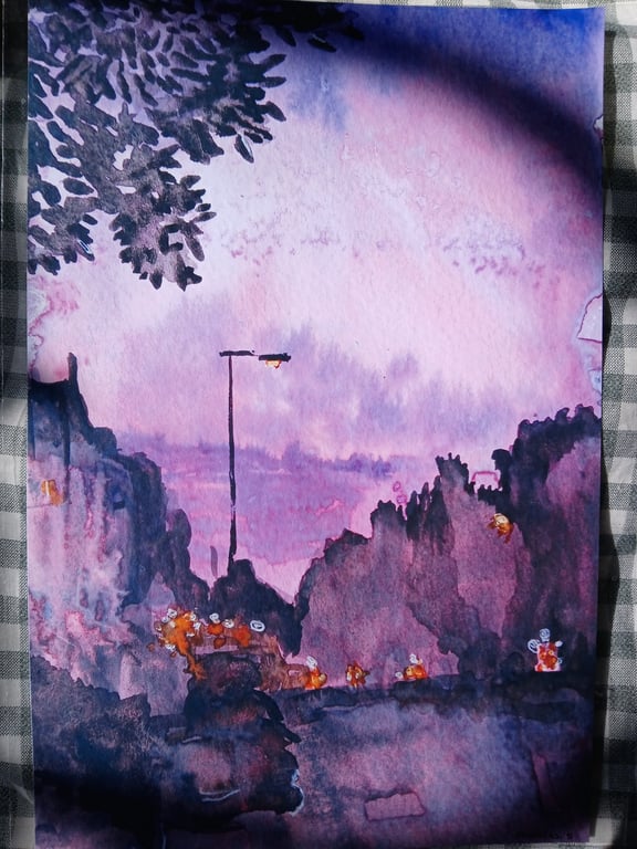 Smithdown at dusk watercolour print
