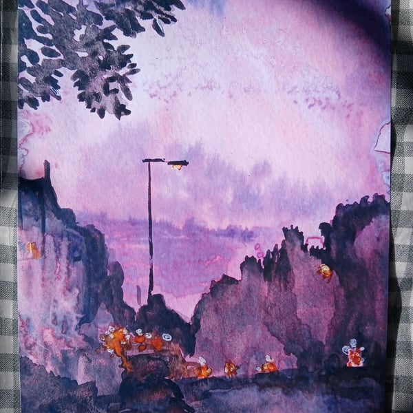 Smithdown at dusk watercolour print