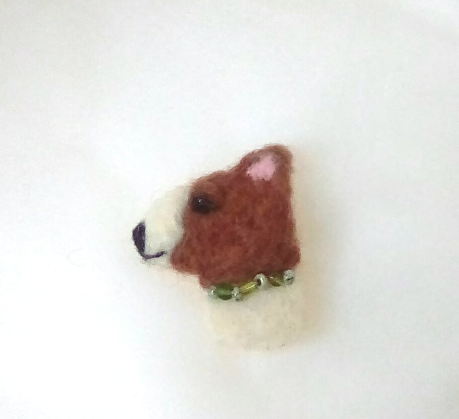 Felted Dog Brooch, Felted Bull Terrier Brooch