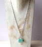 Sea Blue Amazonite Gemstone T-Bar Silver Chain Necklace - Image 6