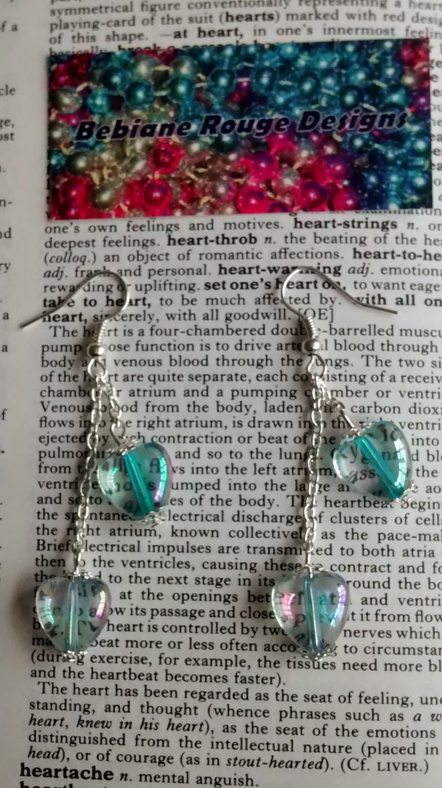 Iridescent Rainbow Shimmer Lampwork Glass Heart Earrings