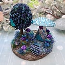 Miniature Mushroom Fairy House - Peacock