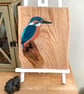 Kingfisher hand-painted on Oak - Image 1