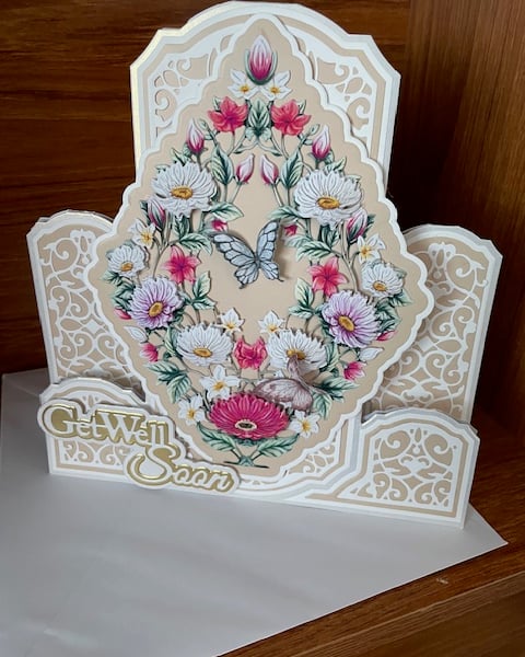 Get Well Soon Card Daisy Flowers  3D Luxury Handmade Stepper Card