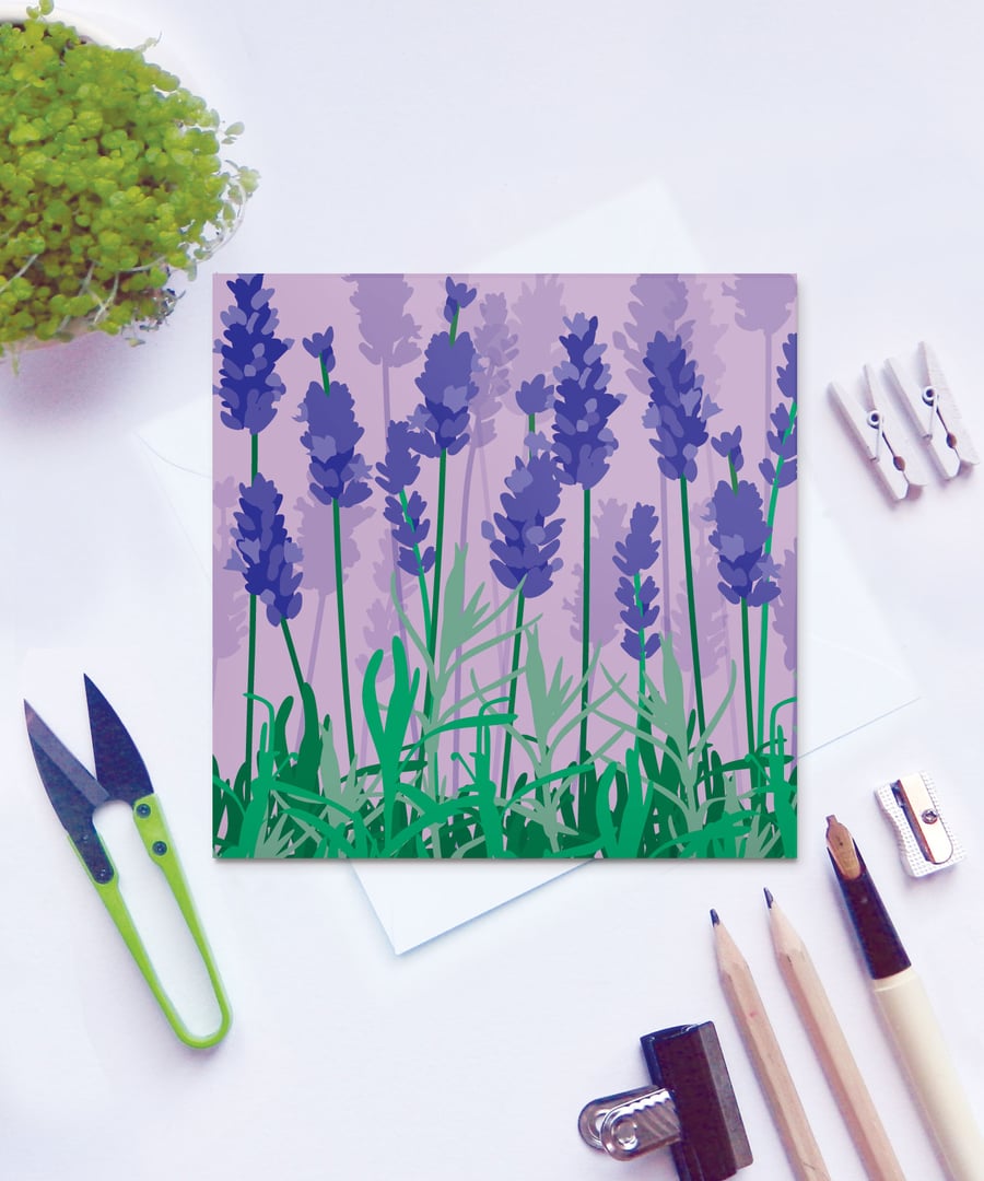 Lavender Card - Summer, floral, blank card