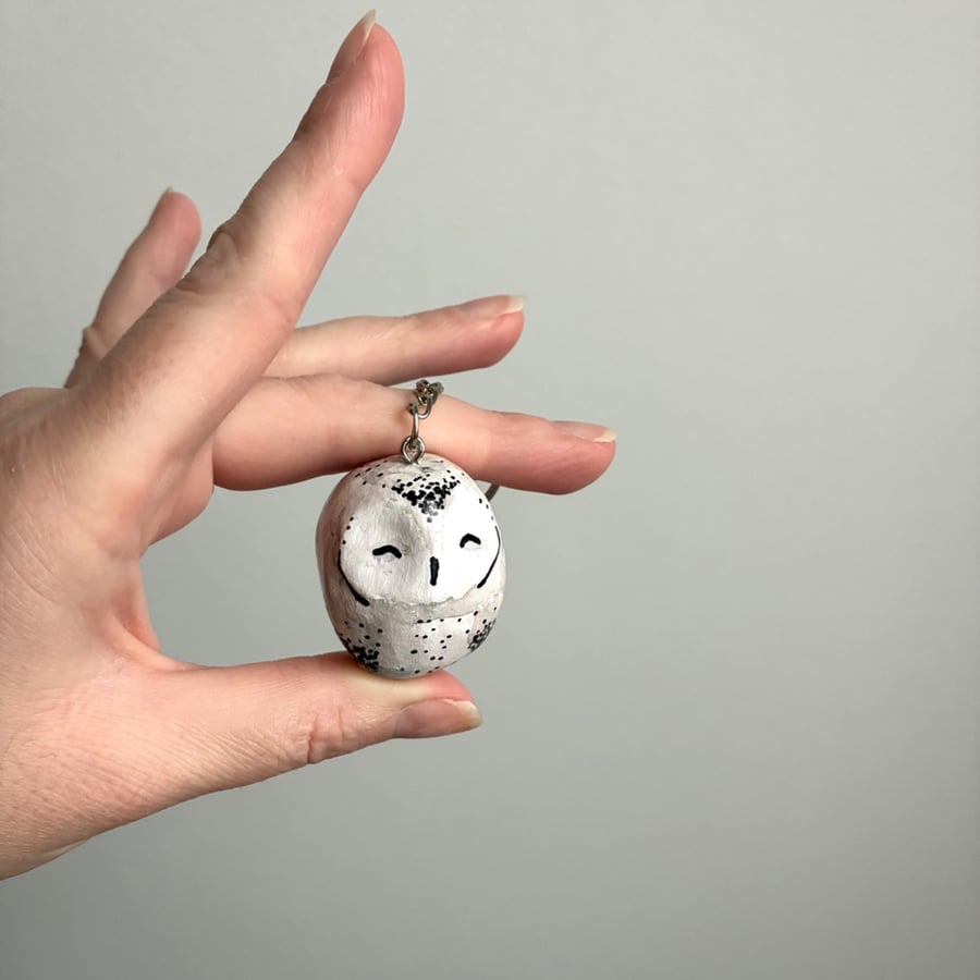 Handmade Snowy Owl Keyring