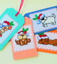 Dogs in Santa hats Christmas Tags Labels - Set of 4 - Image 1