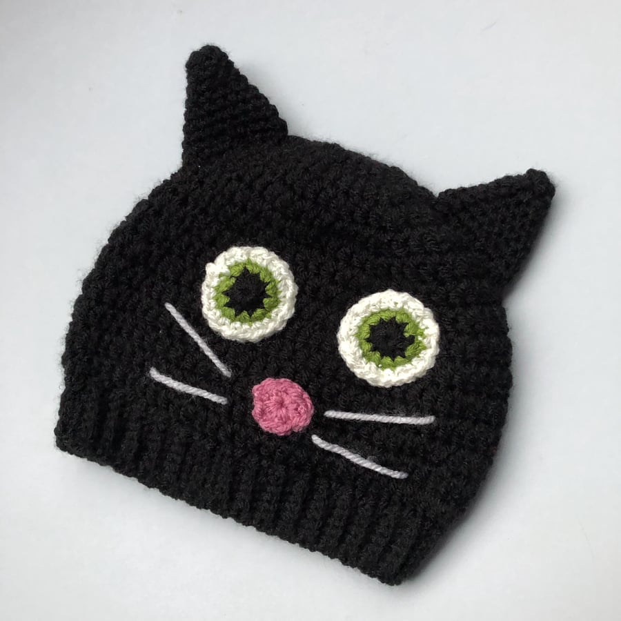 Black Cat Hat, Winter Hat, Animal Hat, Cute Hat, Children's Hat, Kitten Gift