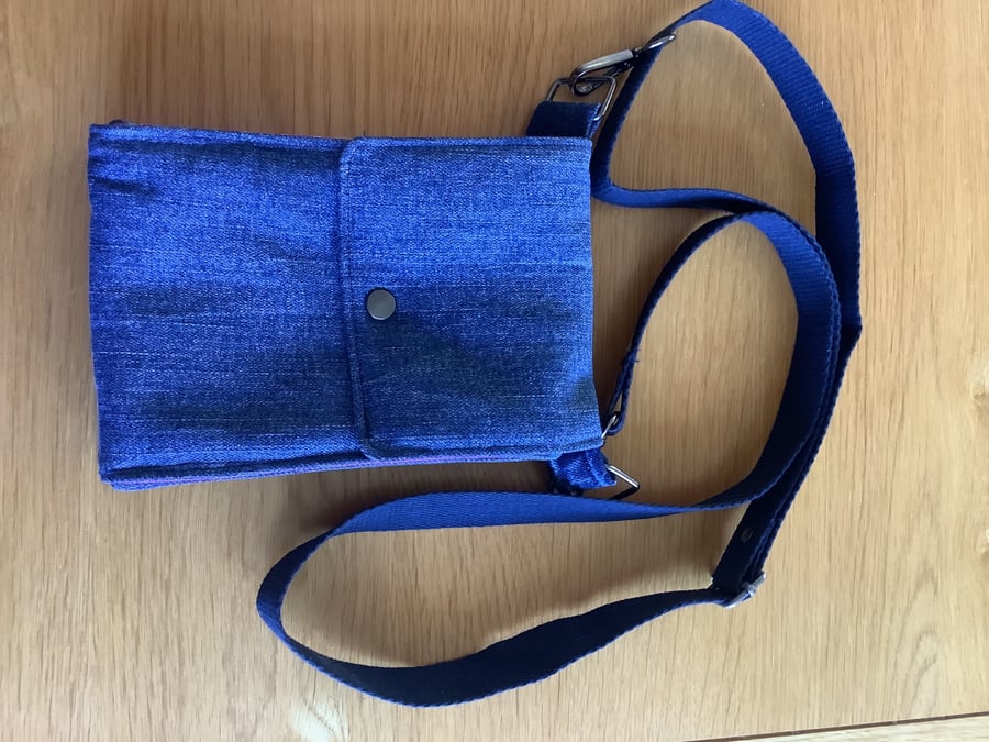  Handmade recycled Denim 3 pocket Cross Body Bag
