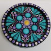 Hand painted purple and turquoise mandala coaster