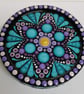 Hand painted purple and turquoise mandala coaster
