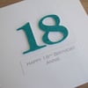 Handmade 18th birthday card - personalised with any age and message