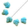 10pcs - Czech glass leaf beads - blue