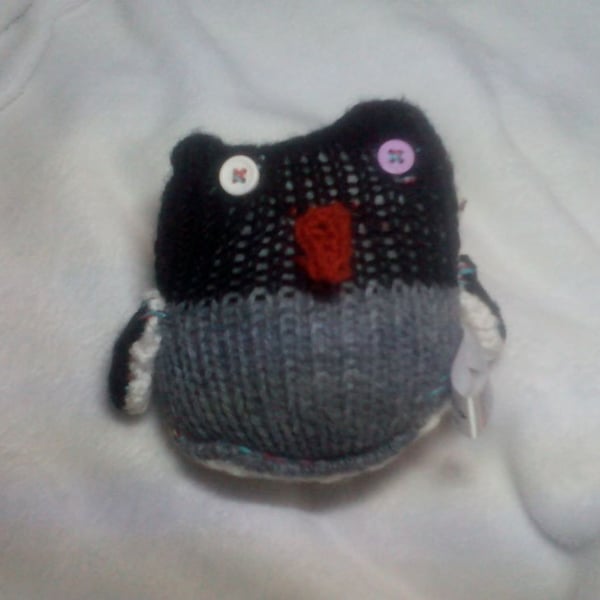 Baby Backwards Grey Black White Penguin - Burnt Brown Beak Knitted By KM