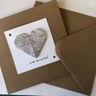 Love You To the Moon and Back, Moon map Origami loveheart Valentine's card
