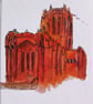 Floating Anglican Cathedral Liverpool watercolour print A5 