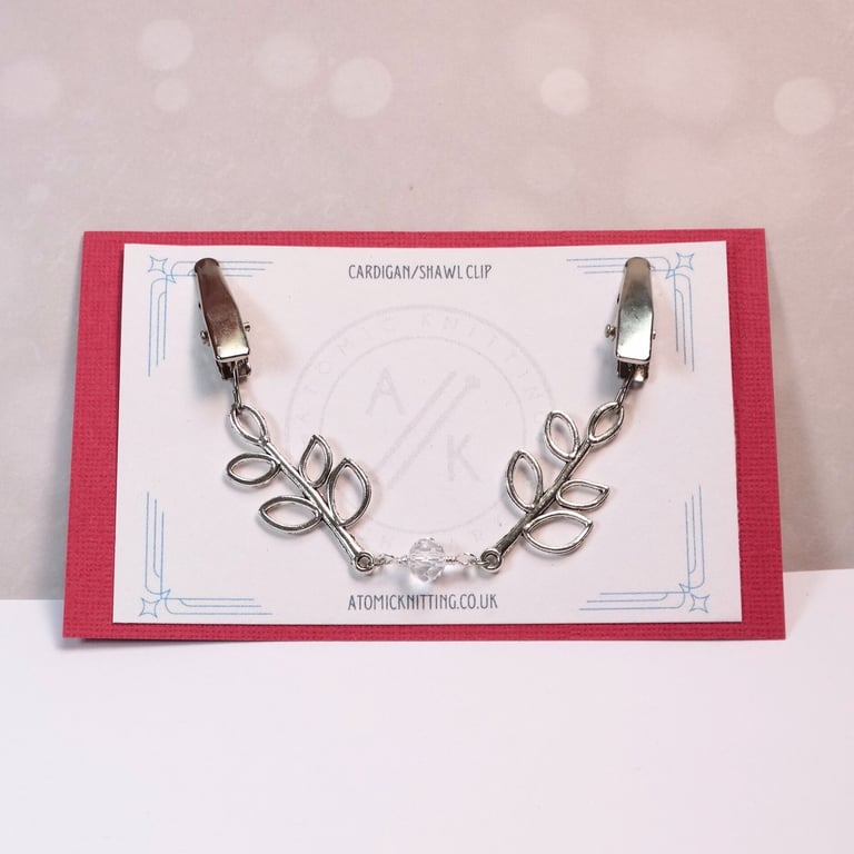 Silver Branches with Leaves Cardigan & Sweater Clip