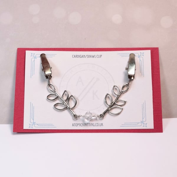Silver Branches with Leaves Cardigan & Sweater Clip