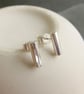 Small Silver Bar Earrings, Minimalist Studs, Contemporary Jewellery - Image 2
