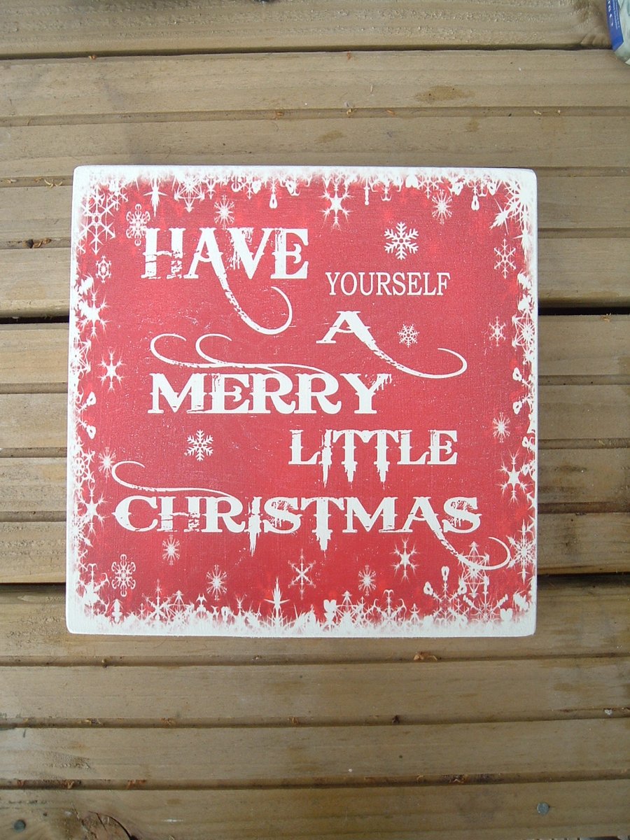 Shabby Chic Vintage have yourself a merry little Christmas wall plaque sign