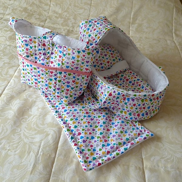 REDUCED  Doll's Carrycot and matching Bag suitable for 14 inch dolls