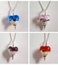 Colourful Glass Heart Necklace - Heart Pendant Gift in 4 Colours