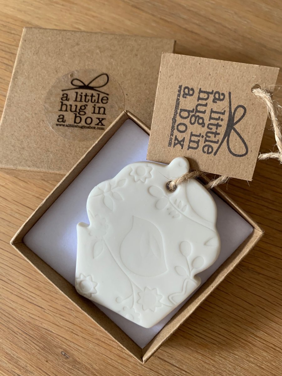 A little hug in a box porcelain embossed cupcake  