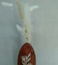 Hand Painted Wooden Vase Upcycled Dark Stained Stenciled Vase with Dried Flowers - Image 8