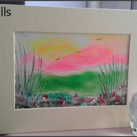 Hills original Enaustic Art Painting