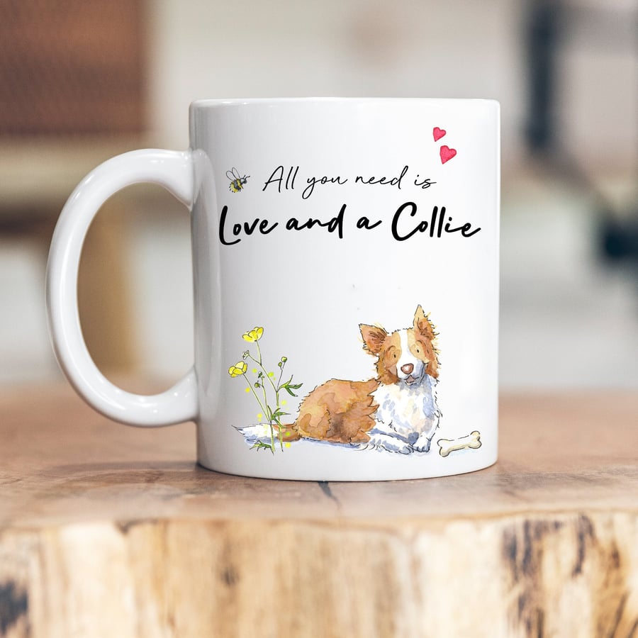 Love and a Collie Tan & White Ceramic Mug
