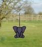 Stained Glass Pink Sitting Baby Elephant Suncatcher - Image 2